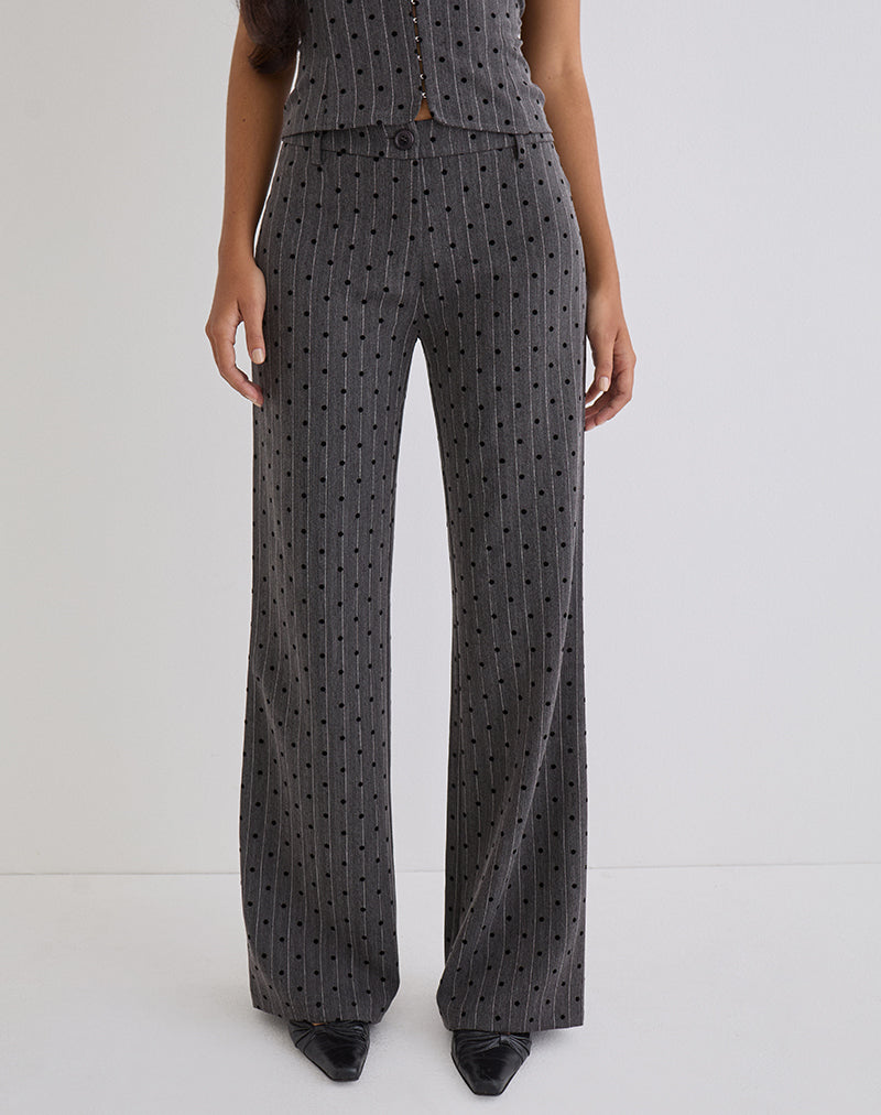 Image of Tatina Trouser in Charcoal with Polka Pinstripe