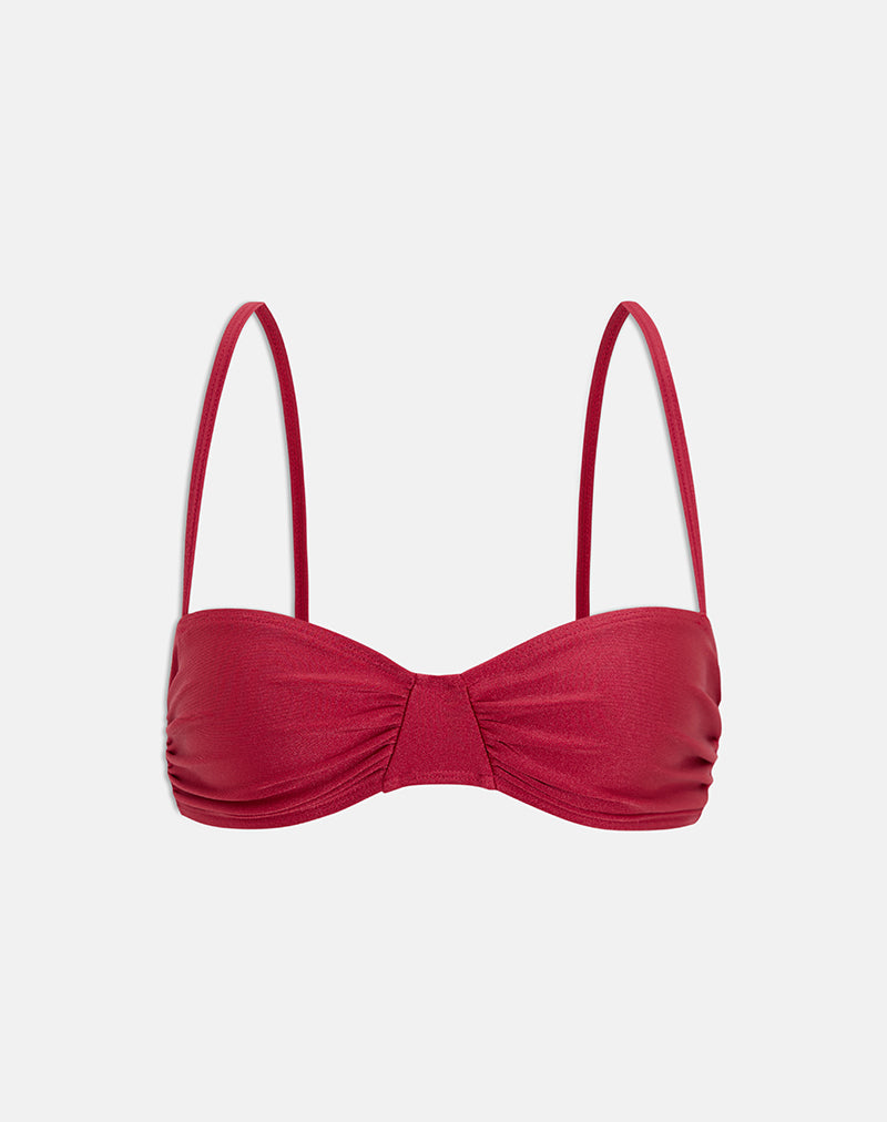 Image of Pali Bikini Top in Shine Red