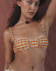 Image of Pali Bikini Top with Picot Trim in Urban Check Orange and Yellow