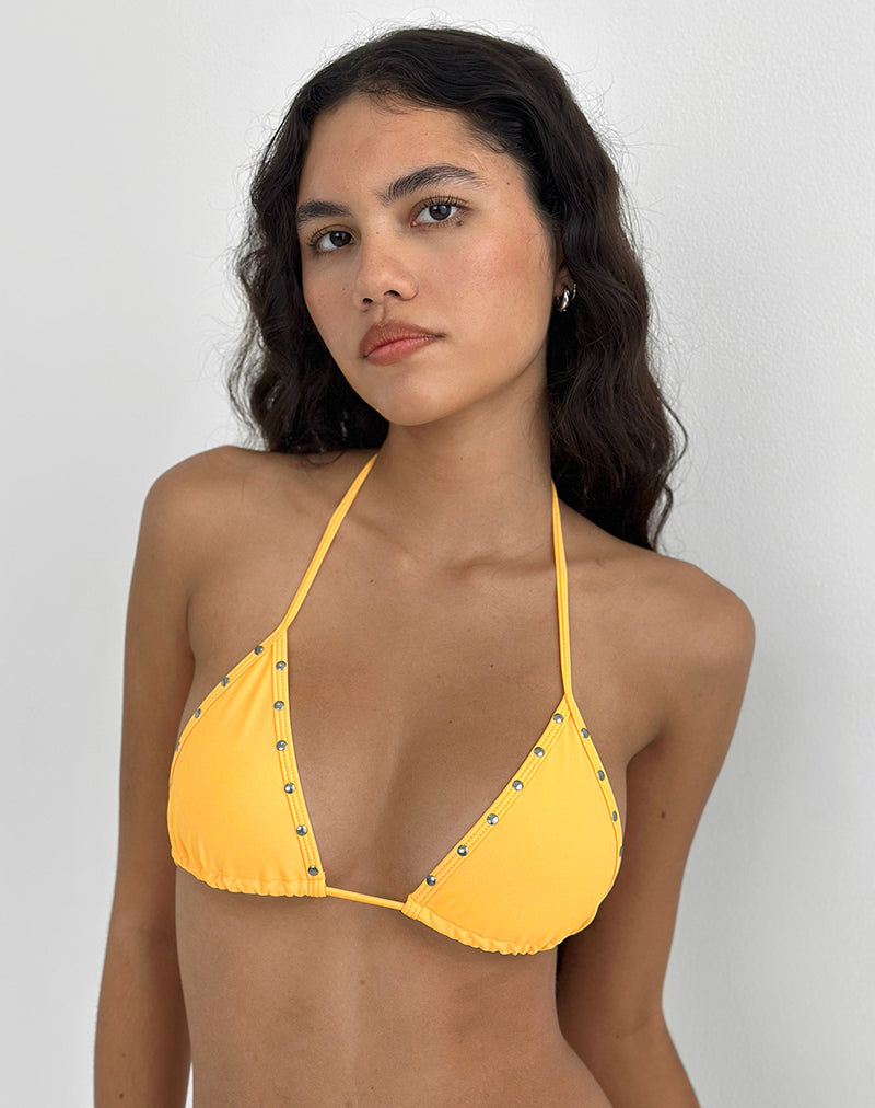 Image of Pami Bikini Top In Light Orange with Studs