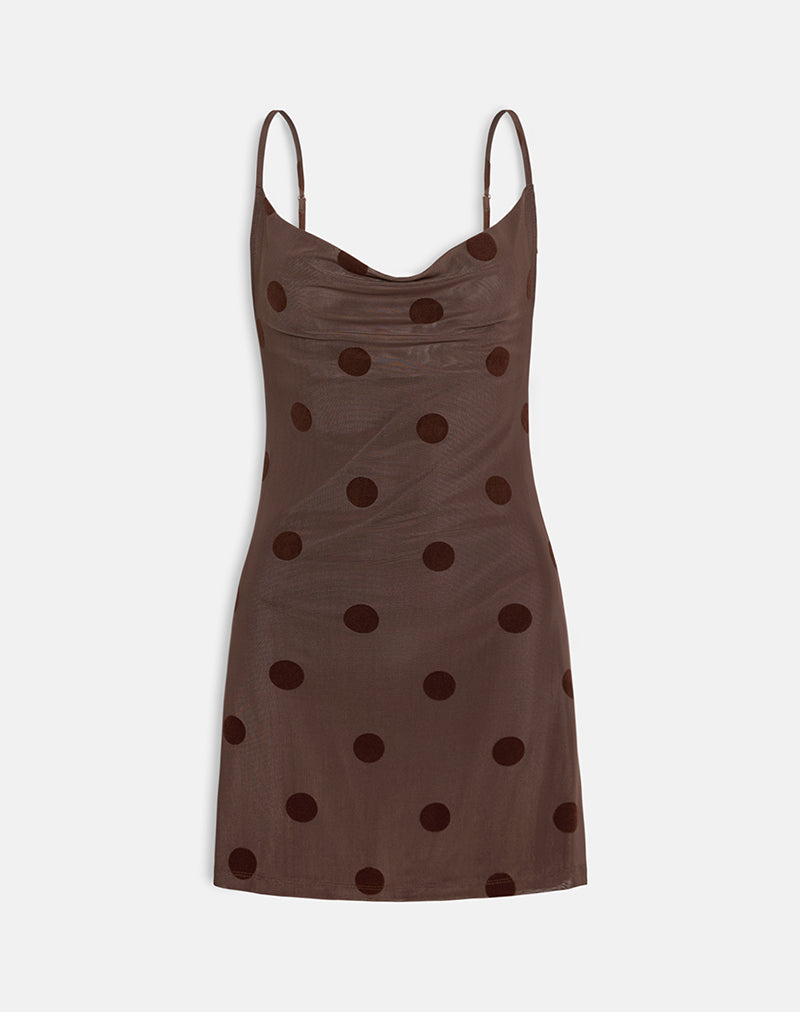 Image of Pastila Mini Dress in Big Polka Flock Brown