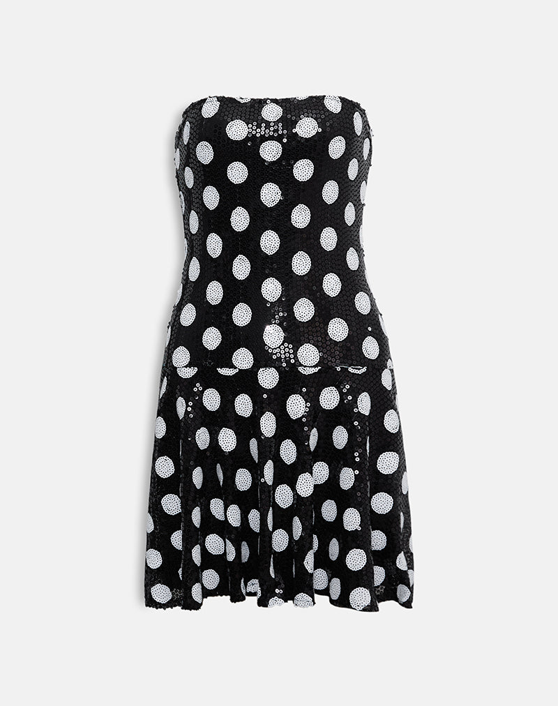 Image of Pipo Mini Dress in Polka Sequin Monochrome