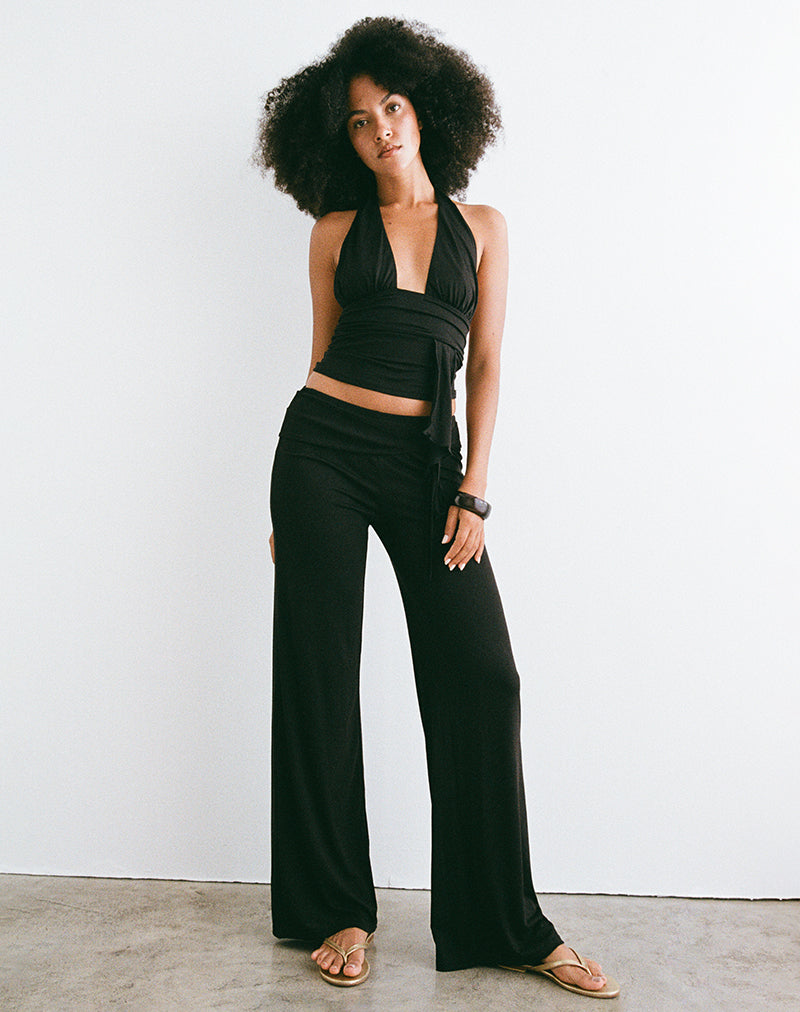 Image of Donata Trouser in Black with Belt