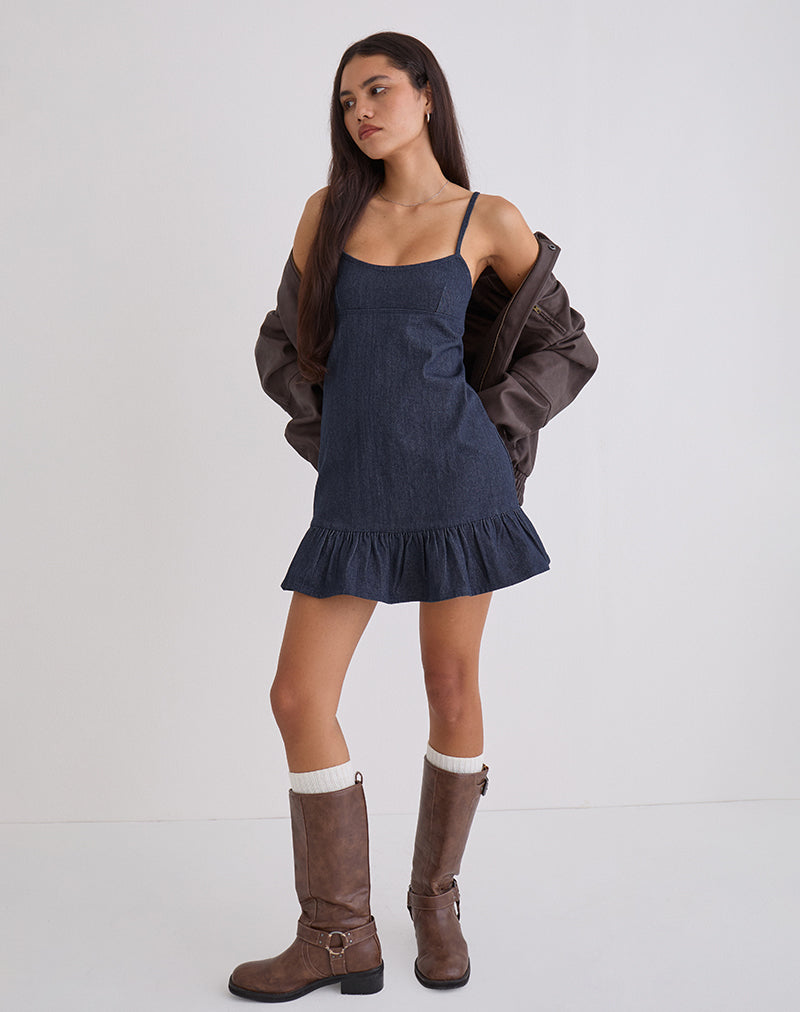 Image of Pamina Mini Dress in Denim Indigo