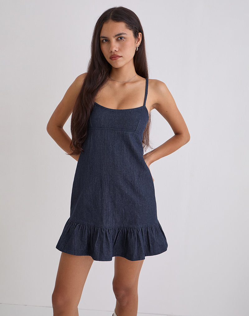 Image of Pamina Mini Dress in Denim Indigo