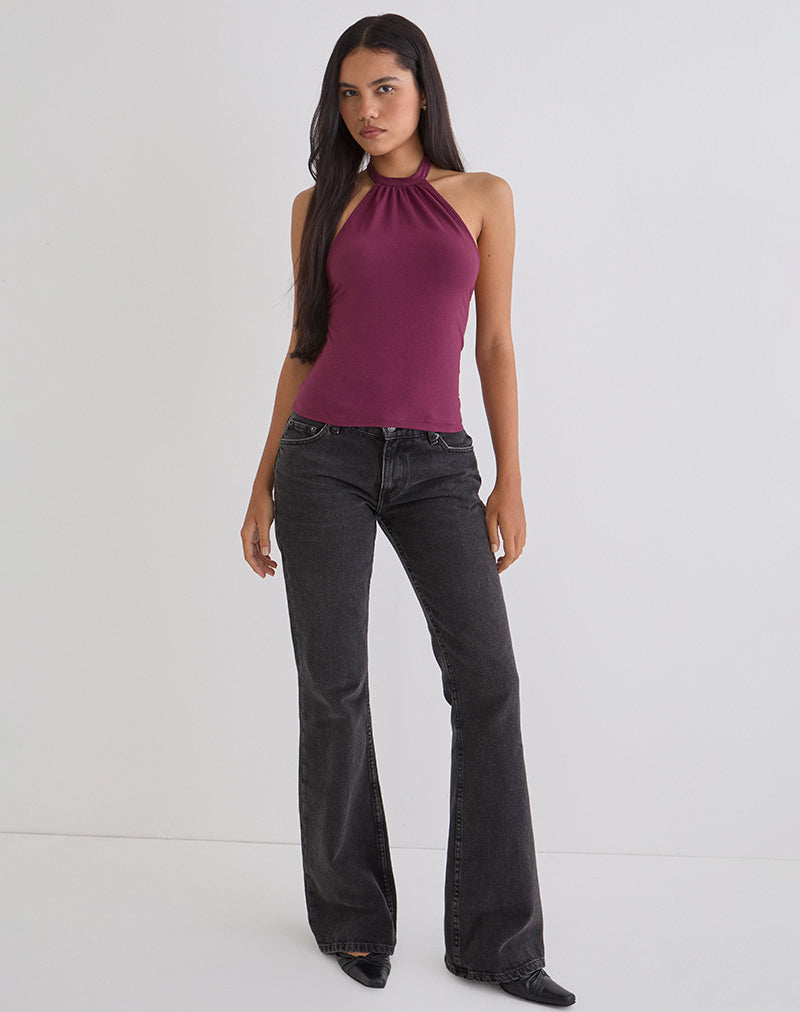 Image of Raceline Halterneck Top in Rayon Jersey Deep Purple