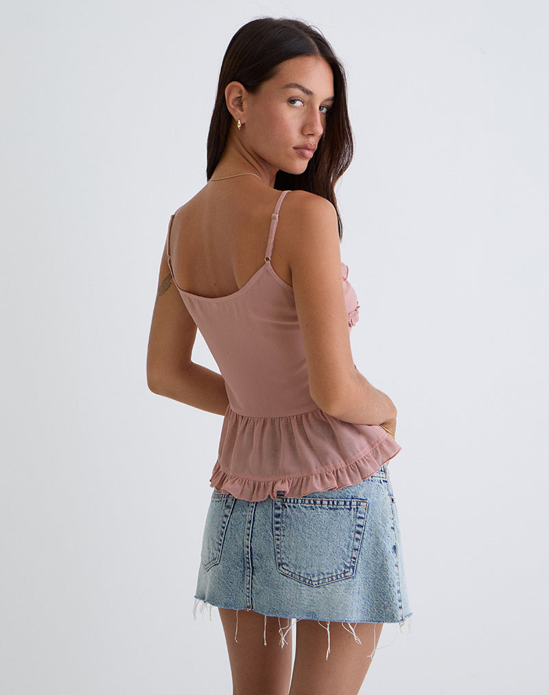 Image of Raeya Tie Front Cami Top in Chiffon Pink