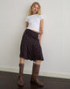 Image of Rahyu Midi Skirt in Dark Pink Rose Black