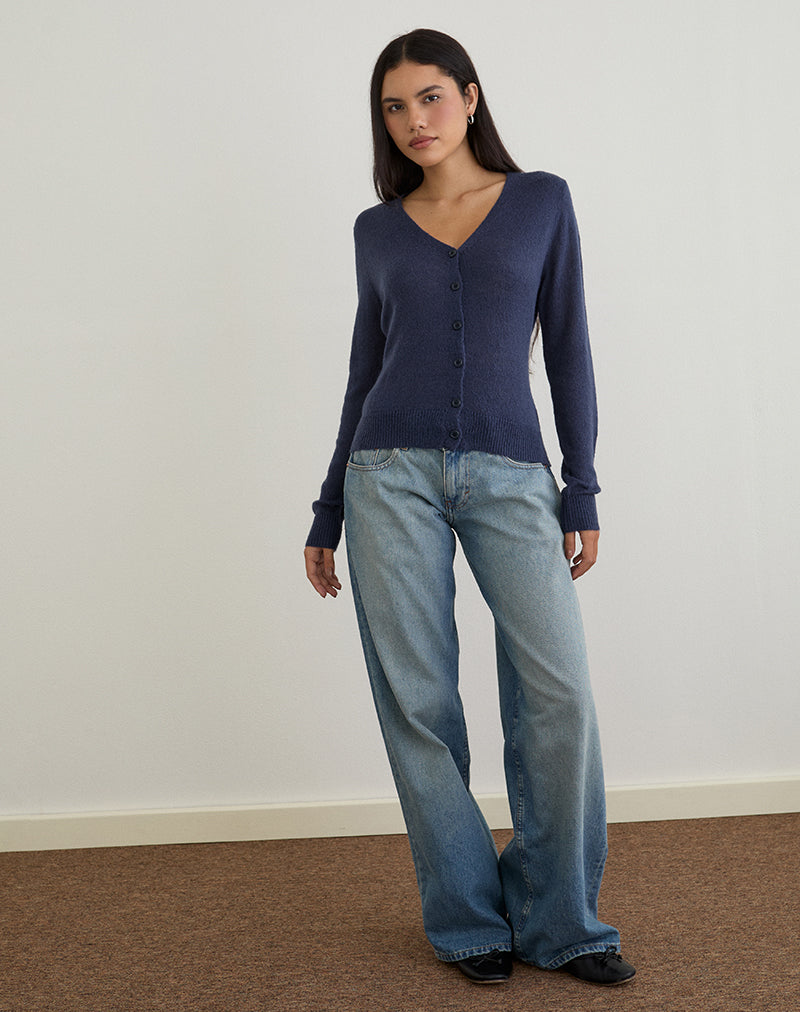 Image of Renisa Cardigan in Sheer Knit Navy
