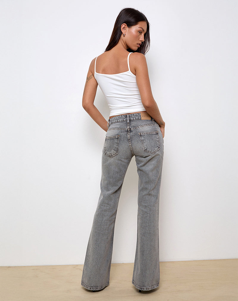 Image of Rigid Low Rise Flare Jeans in Grey Wash