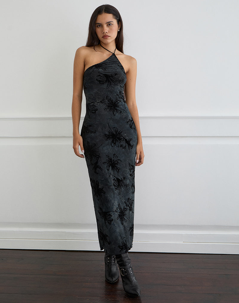Image of Rikaya Maxi Dress in Burn Velvet Grey