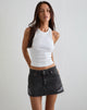 Image of Ripped Hem Mini Skirt in Vintage Black