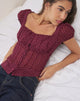 Image of Rolina Blouse in Chiffon Mini Polka Burgundy