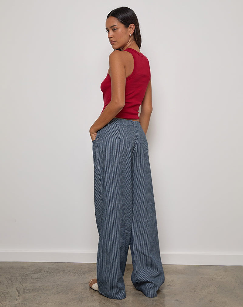 Image of Roomy Extra Wide Low Rise Jeans in Pinstripe Indigo Wash