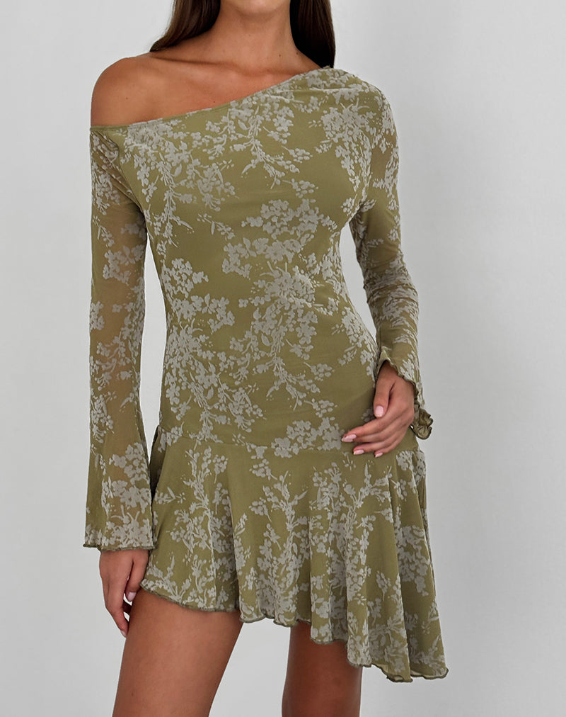 Image of Ruhato Mini Dress in Moss Petal Olive
