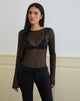 Image of Saezuru Top in Chiffon Plisse Shimmer Black