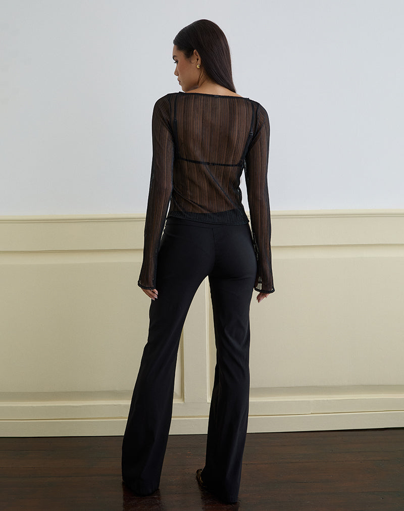 Image of Saezuru Top in Chiffon Plisse Shimmer Black