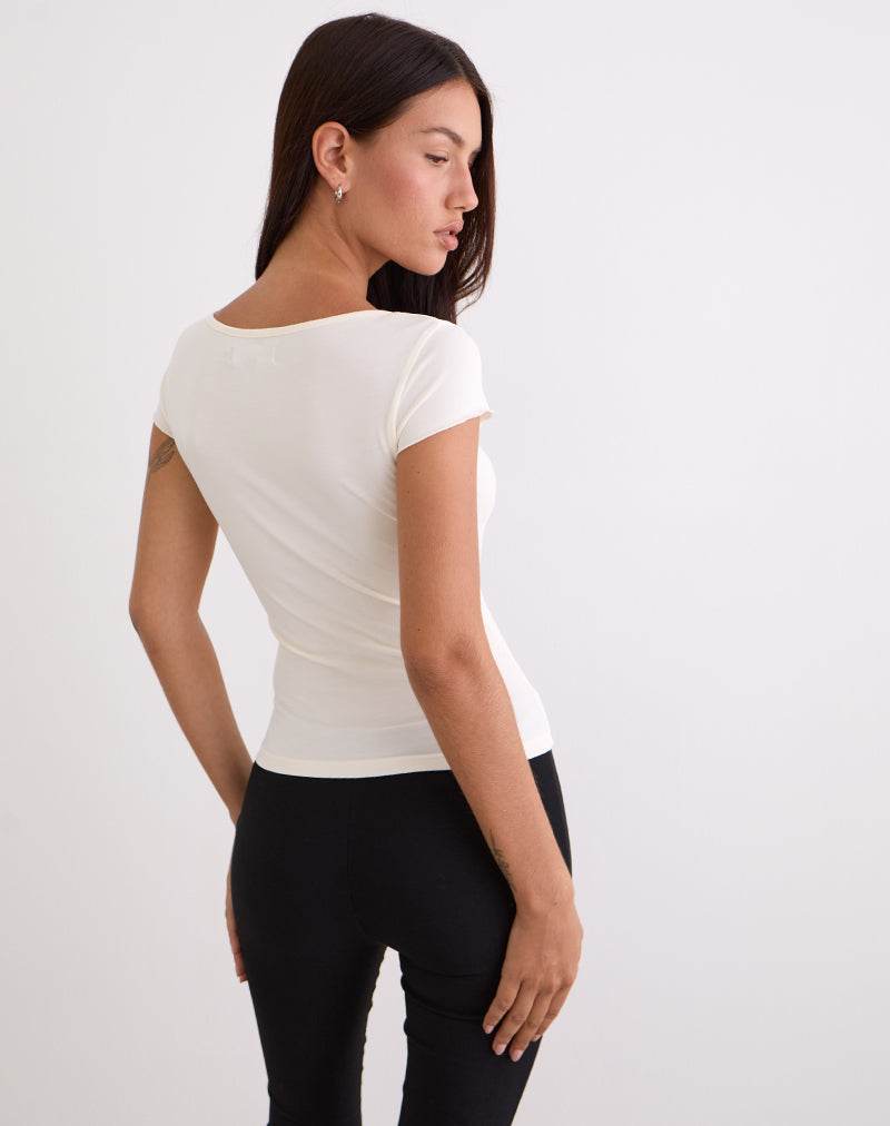 Image of Saiba Cap Sleeve Top in Cupro Cream