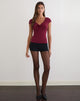Image of Saiba Cap Sleeve Top in Cupro Dark Red
