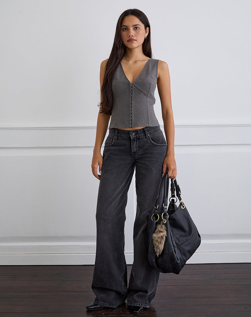 Image of Salpa Plunge Top in Tailoring Charcoal