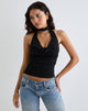 Image of Samwell Halterneck Top in Paisley Lace Black