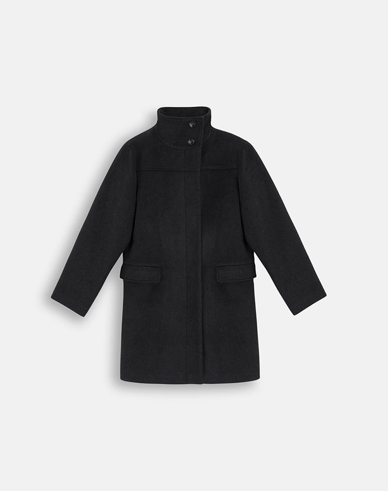 Image of Saptuti Coat in Brushed Wool Black