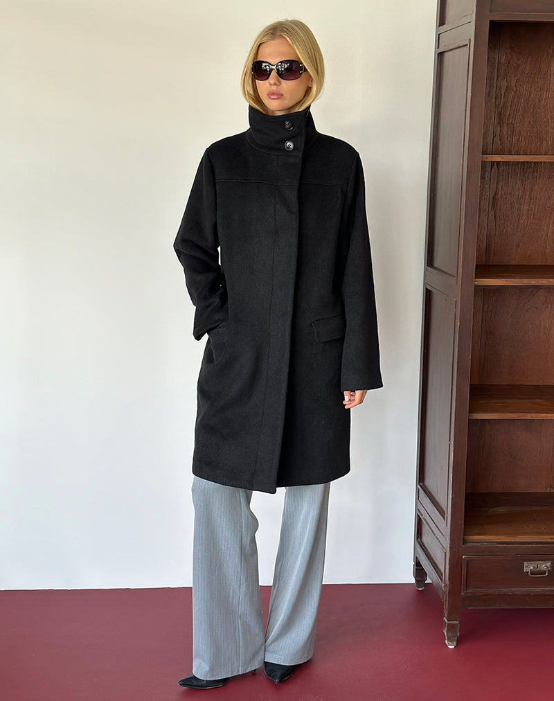 Image of Saptuti Coat in Brushed Wool Black