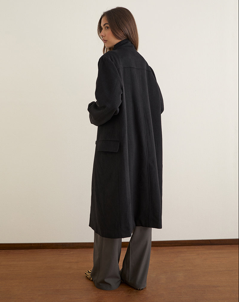 Image of Saptuti Coat in Brushed Wool Black