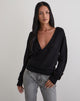 Image of Saroya Plunge Wrap Top in Knit Black