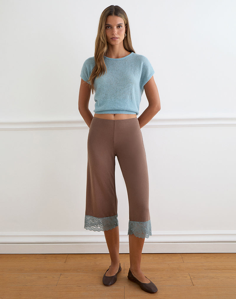 Image of Satomi Capri in Lace Trim Cupro Mink