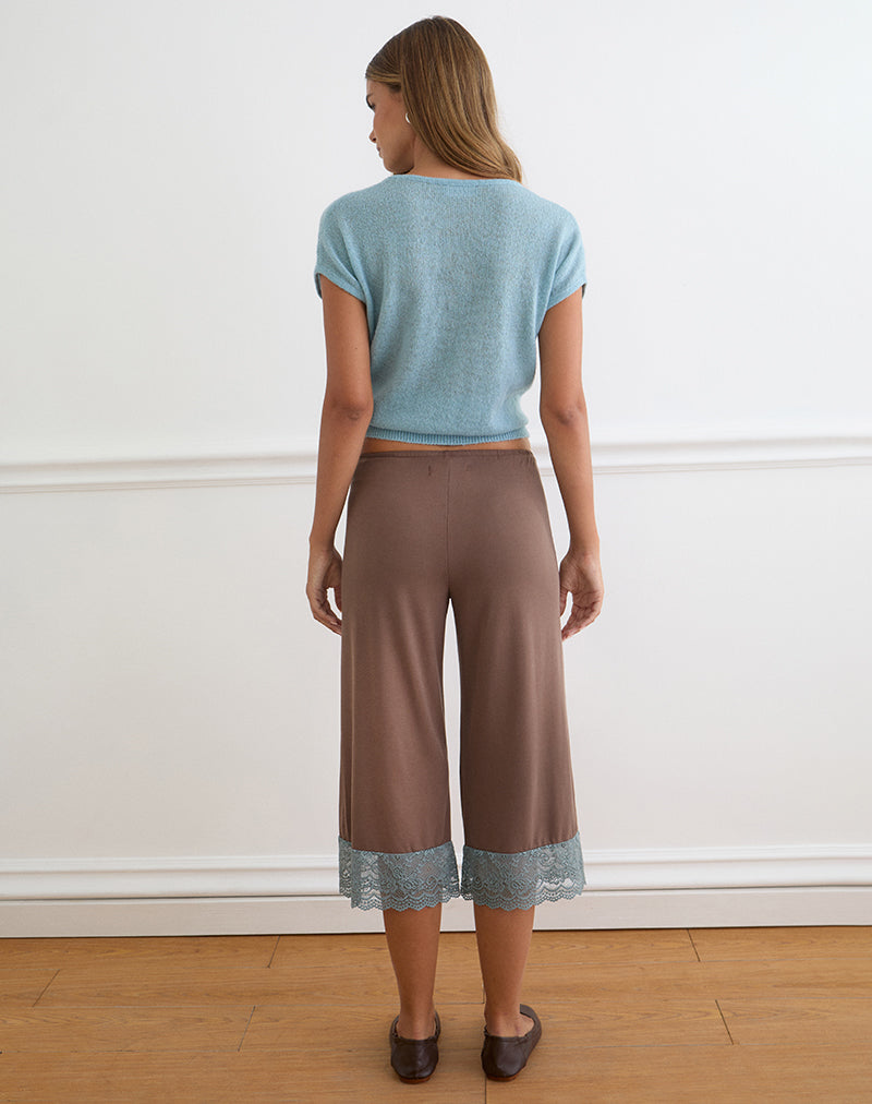 Image of Satomi Capri in Lace Trim Cupro Mink