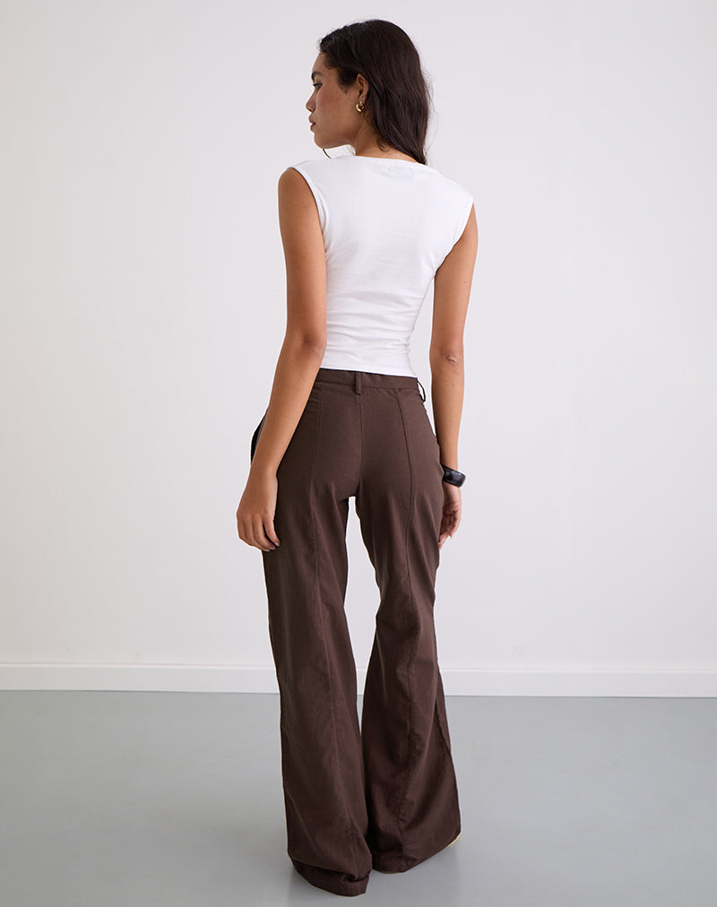 Image of Saucy Trousers in Linen Deep Mahogany