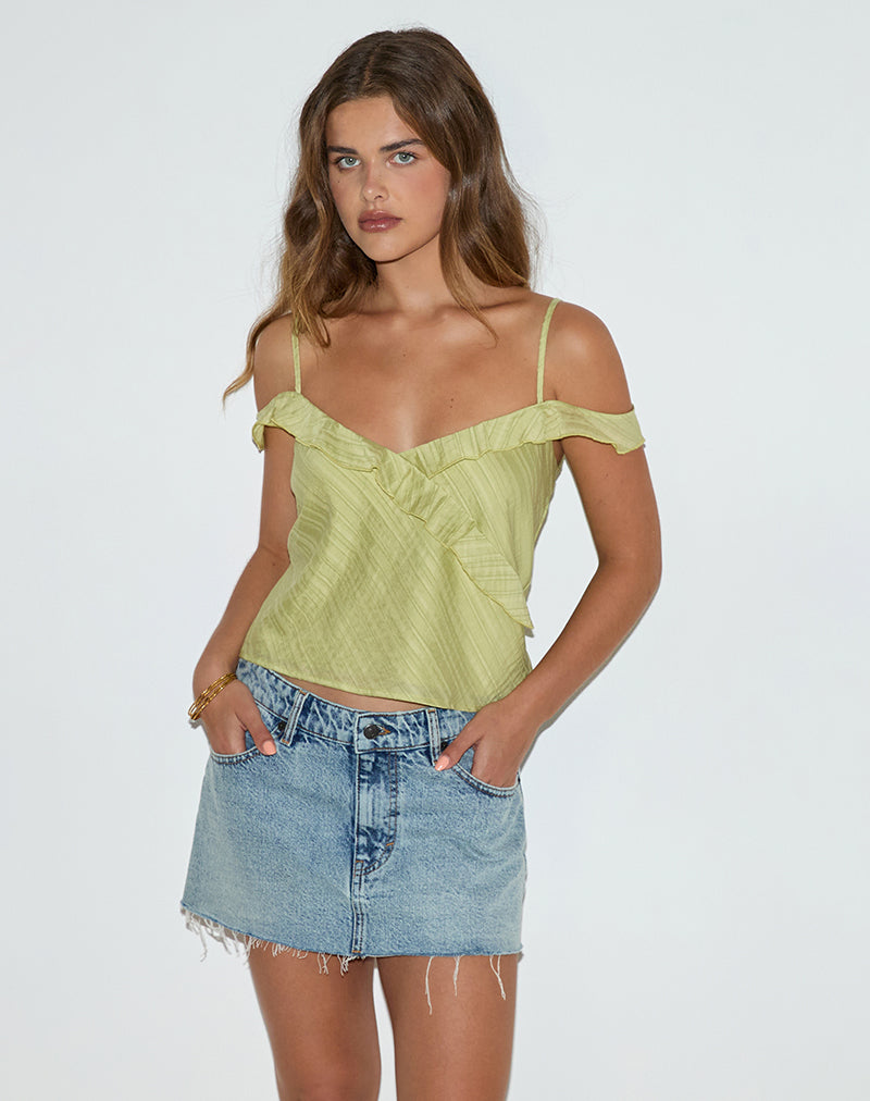 Image of Savira Top in Chiffon Stripe Green