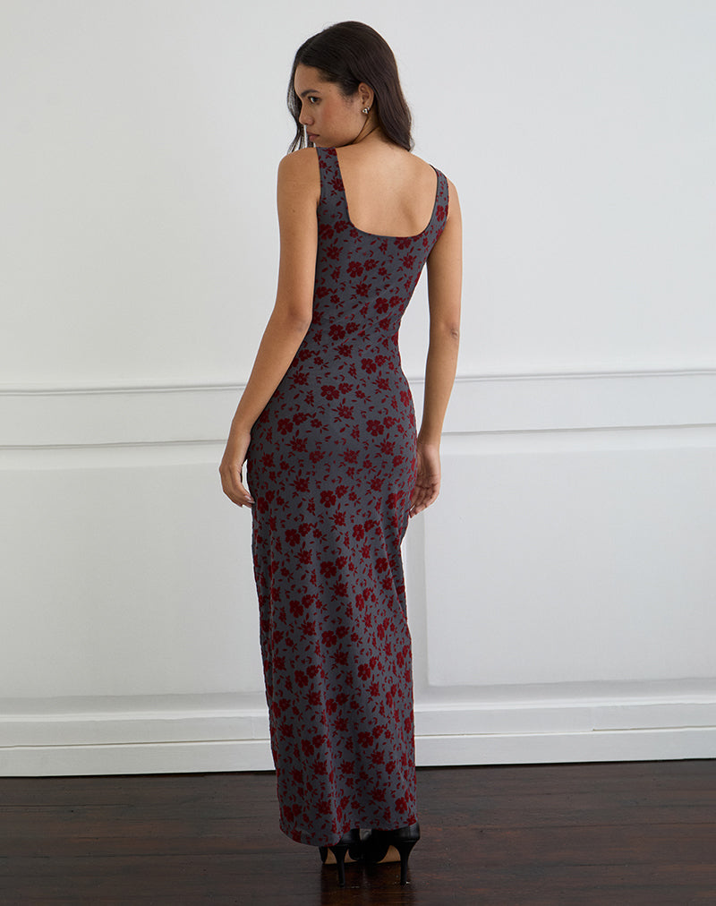 Image of Sayidan Maxi Dress in Garden Floral Blue Grey