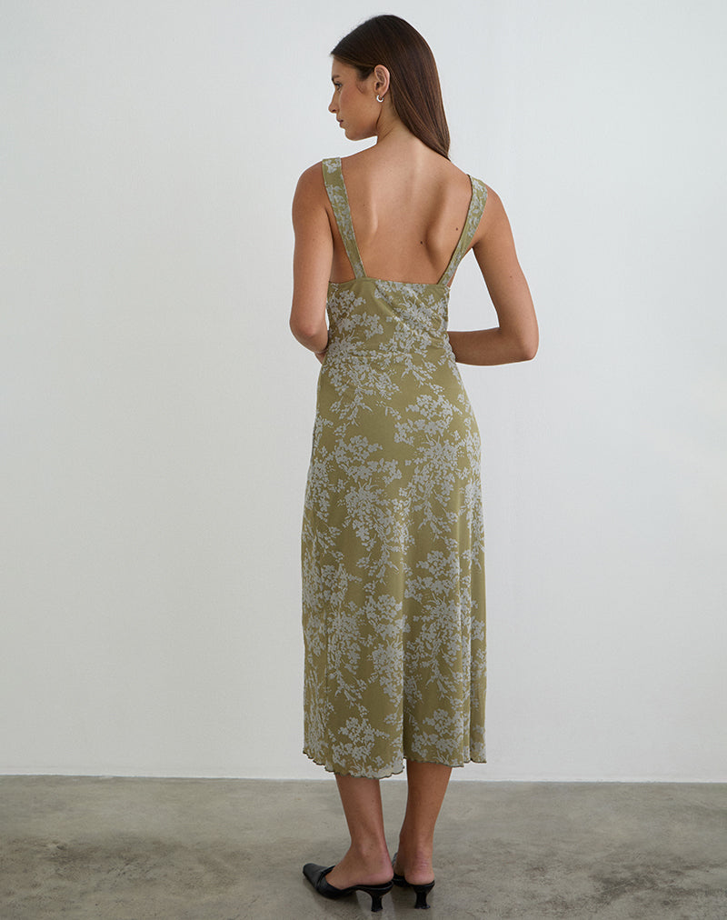 Image of Selayu Midi Dress in Moss Petal Olive