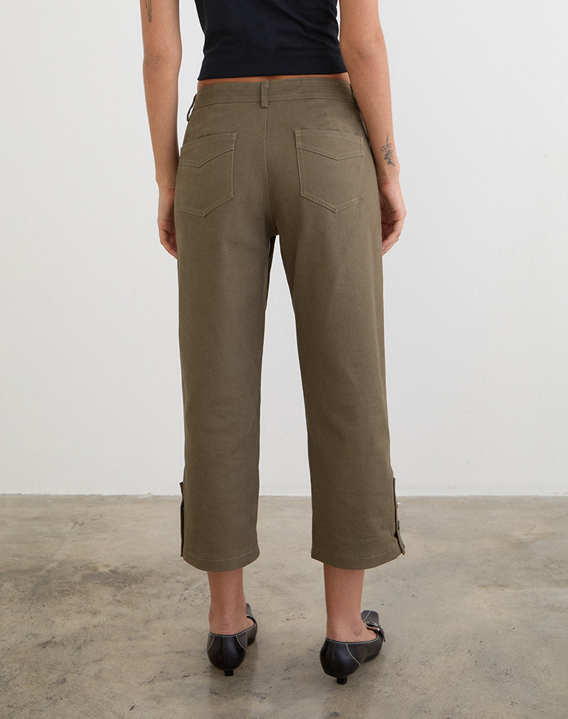 Image of Selesa Capri Trouser in Twill Khaki