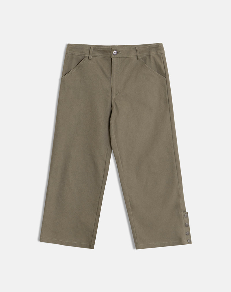 Image of Selesa Capri Trouser in Twill Khaki