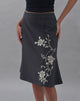 Image of Sepzhi Midi Skirt in Vine Flower Embroidered Dark Charcoal