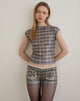 Image of Serafim Short in Sequin Vintage Check Brown