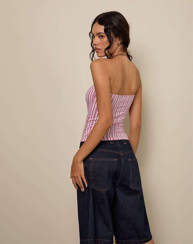Image of Shaelo Bandeau Top in Pinstripe Pink
