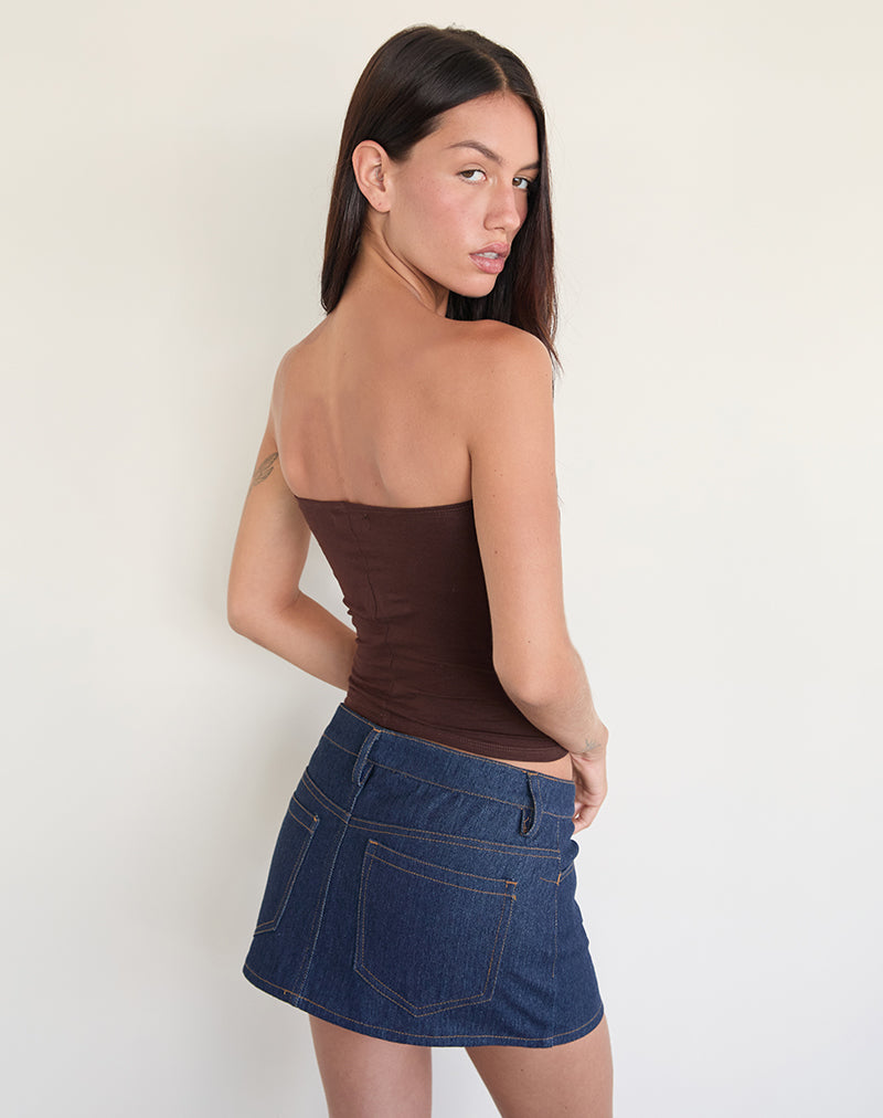 Image of Shaelo Bandeau Top in Bitter Chocolate Yellow Hibiscus