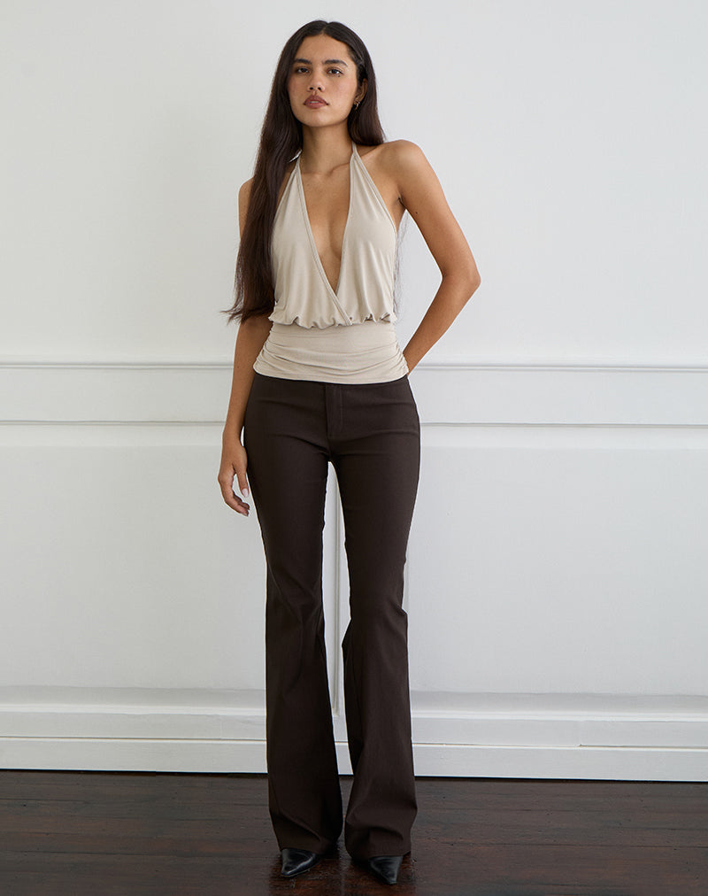 Image of Sherlyn Halter Top in Cupro Oatmilk