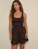 Image of Shoyo Frill Mini Dress in Bitter Chocolate