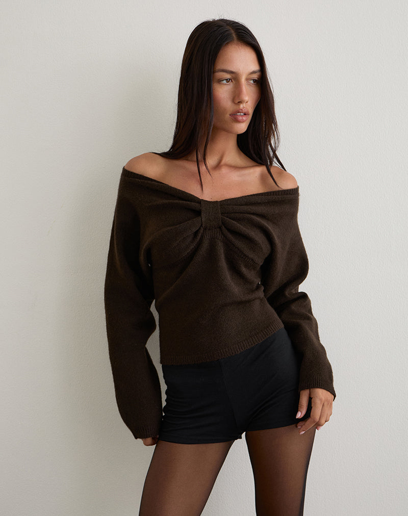 Image of Sikuna Bow Jumper in Brown