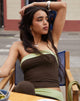 Image of Solna Bandeau Top in Chocolate Brown with Pistachio Binding