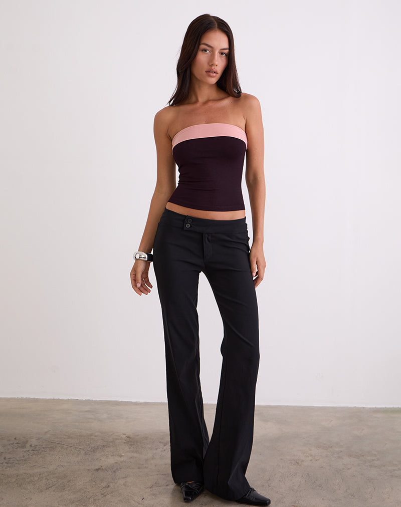 Image of Solna Bandeau Top in Redwood with Pink Lady Binding