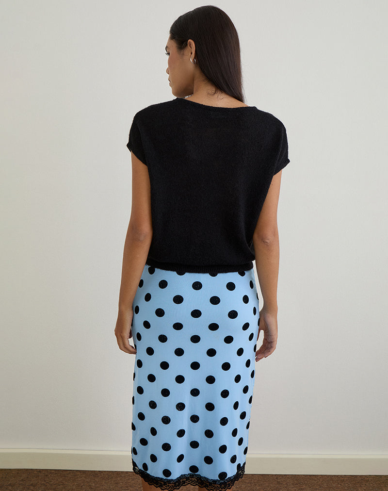 Image of Sorin Deep Waistband Top in Knit Black