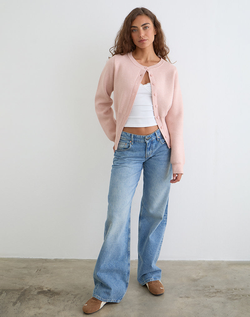 Image of Subra Long Sleeve Cardigan in Pink