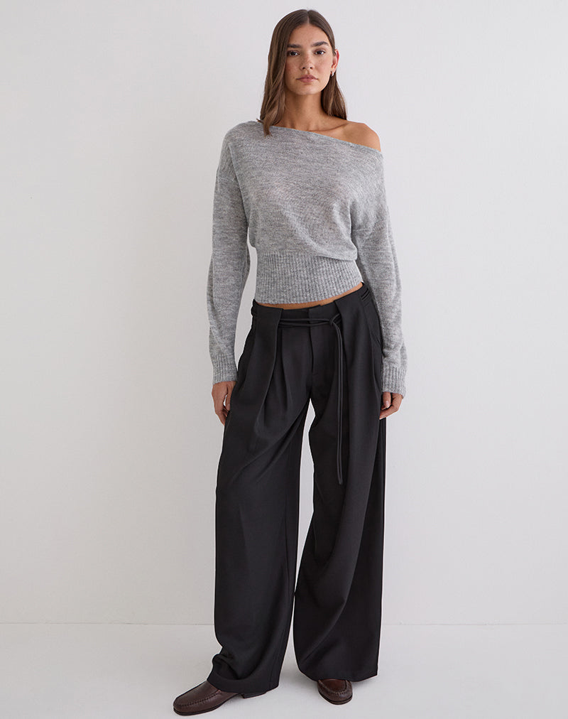 Image of Rivela Tie Waist Trouser in Black