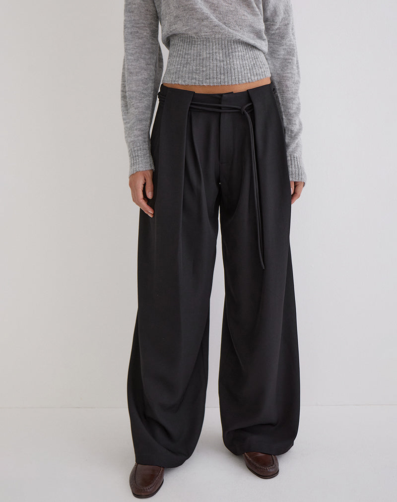 Image of Rivela Tie Waist Trouser in Black